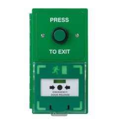 ICS Dual Unit MCP110 Call Point With Green Stainless Steel Exit Button