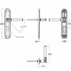 Assa Abloy 8832 Long Plate Code Handle To Suit European Mortice locks