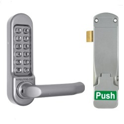 Emergency Push Pad Latch with External Digital Lever Keypad + Free Passage Function