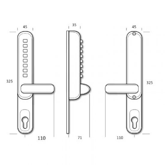 BORG LOCKS BL6100 Narrow Style Digital Lock With UPVC Extension