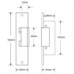 A3 Hold Open 12V Mortice Fail Locked Electric Release