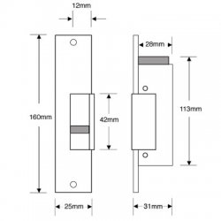 Asec 12V DC Monitored Mortice Release