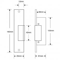 Asec A95 12 or 24V Mortice Release