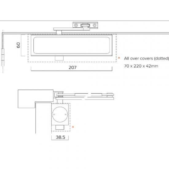 Briton 1110 Size 2 to 4 Overhead Door Closer