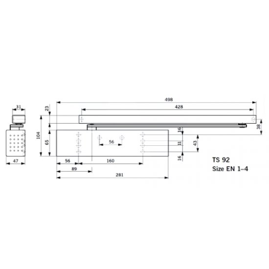 Dorma Ts92 Size 1 4 Side Channel Overhead Door Closer