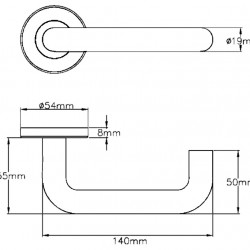Union J-1000RRSS01SS Return To Door Lever On Rose Tubular Handle