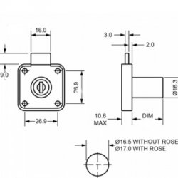 Deadbolt Furniture Lock Square Plate