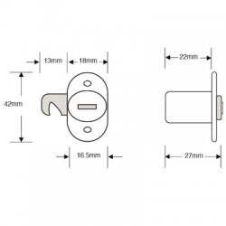 743GN Twin Flange Fix Furniture Tambour Hook Lock