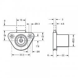 Asec Deadbolt Furniture Lock Half Moon Plate