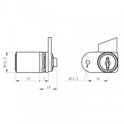 Ronis 32300 Single Flange Fix Master Keyed Furniture Pedestal Lock