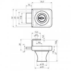 Ronis 31160 Glass Door Bolt Furniture Lock