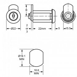 1340 Lowe & Fletcher 22mm Camlock Round Head