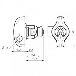 Ronis 22520 19.5mm Nut Fix Camlock To Suit 7.6mm Padlock