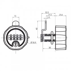 Ronis C4 Combination Cam Lock With Key Override