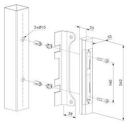 Locinox Gatelock Sixtylock Insert Set with Keep For 60mm Box Section SAA