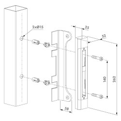 Locinox Gatelock Fiftylock Insert Set with Keep For 50mm Box Section SAA