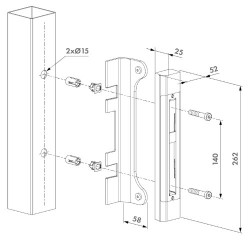 Locinox Gatelock Fiftylock Insert Set with Keep For 50mm Box Section Black