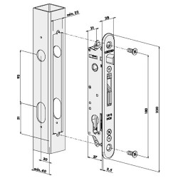 Locinox Gatelock Fiftylock Insert Set with Keep For 40mm Box Section Black