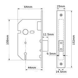 Union 2157 3 Lever Upright Deadlock