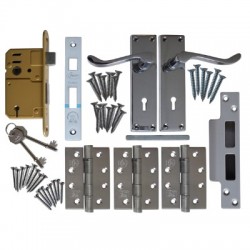 Scroll Mortice Latch External Door Lock and Handle Pack Grade 13