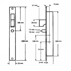 Bramah Very Narrow Stile Hookbolt