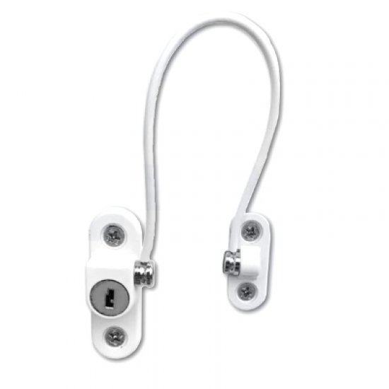 Key Lock Chameleon 150mm Locking Window Cable Restrictor White 