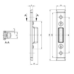 GU Deadbolt Keep U24 x 6mm With 12mm Axis To Suit Secury Panic E
