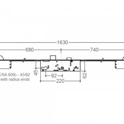 Era Split Spindle Multipoint Lock 20mm Faceplate 2 Large Hooks