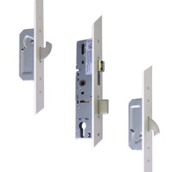 ERA Trimlock Lever Operated Latch & Deadbolt Split Spindle With 2 Hooks & 44mm White Faceplate