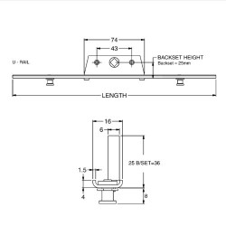 Avocet Urail Espag Rod 16mm Faceplate & 8mm Cam With 25mm Backset