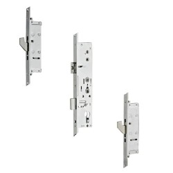 Lockmaster Lever Operated Latch & Deadbolt Twin Spindle 20mm Radius Faceplate 2 Hook