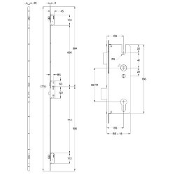 Winkhaus Thunderbolt™ Single Spindle Lever Operated Latch & Deadbolt 20mm Radius 4 Dead Bolt