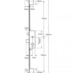 Roto H600 3RDL2202 Latch Deadbolt Single Spindle 2 Hook