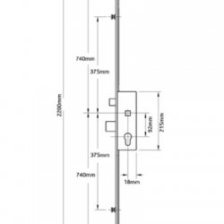 Roto H600 Latch Deadbolt Single Spindle 4 (V Cam) Mushrooms