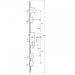 Winkhaus Cobra Latch, Deadbolt, 4 Hooks, Split Spindle