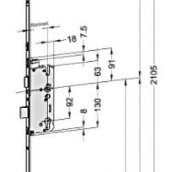 Winkhaus AV4-F2060 Auto Locking Latch & Deadbolt 20mm Square 2105mm Length 2 Hook