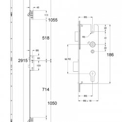 Winkhaus Cobra Lever Operated Short Latch Deadbolt 2 Hook