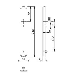 Hoppe Birmingham External Blank Plate 122mm Screw Centres