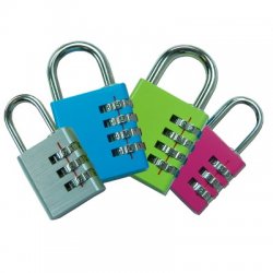 Asec Coloured Aluminium Open Shackle Combination Padlock