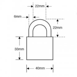 Asec Master Keyed Open Shackle Brass Padlock