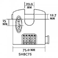 Squire SHCB75 Combination Padlock 5 Wheel