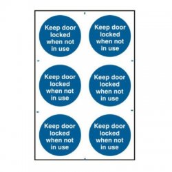 Keep Door Locked When Not In Use Sign 6 Per Sheet