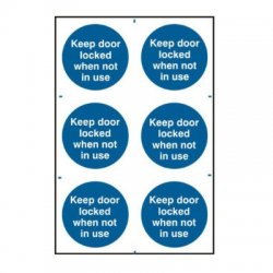 Keep Door Locked When Not In Use Sign 6 Per Sheet