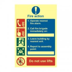 Photoluminescent Fire Action Procedure Sign 