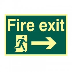Fire Exit Arrow Pointing Right Photo luminescent Sign