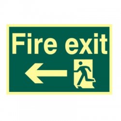 Fire Exit Arrow Pointing Left Photo luminescent Sign
