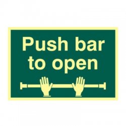 Photoluminescent Push bar to open Sign