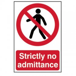 Asec "Strictly No Admittance" Sign 200mm x 300mm