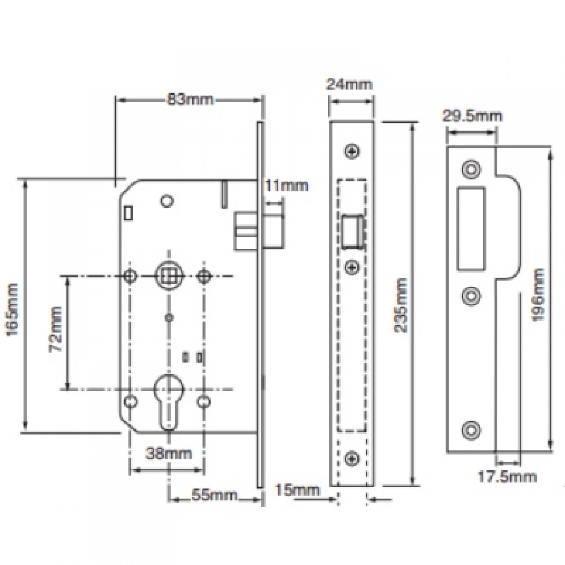 Union L2C24 Euro Profile Mortice Night Latch
