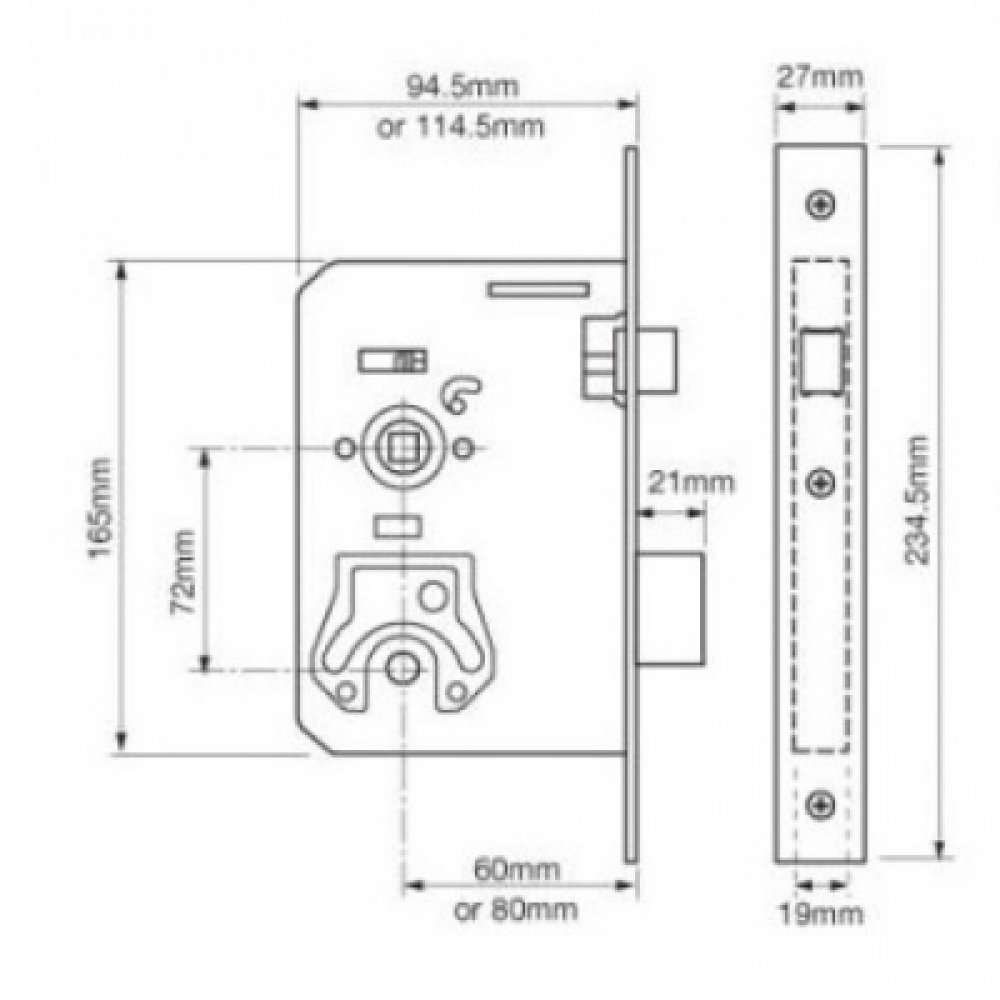 Union 2274 Mortice Bathroom Lock